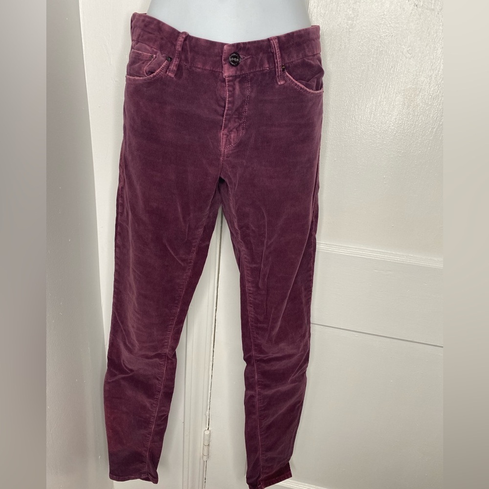 Mother A Little Bit Country Corduroy Plum Skinny Pants